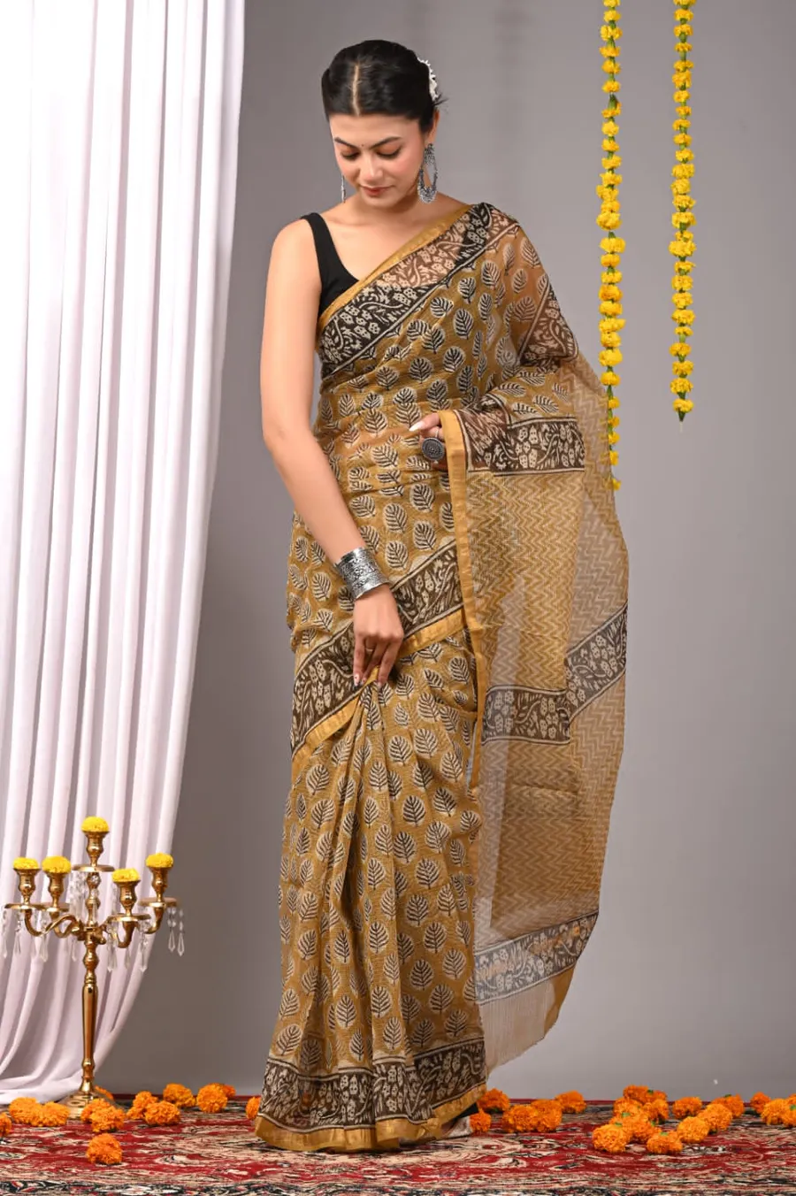 Traditional Bagru Print Kota Sarees